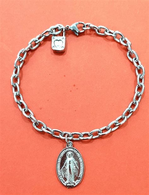 Cadeias De Consagração A Nossa Senhora - Cadeia em Aço Inox da Consagração a Nossa Senhora M 21 cm com Medalha e ...