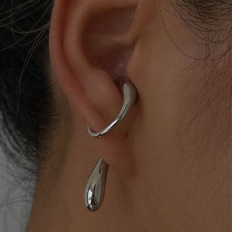 cool geometric drop shaped ear clip  pierced ear bone clip clip