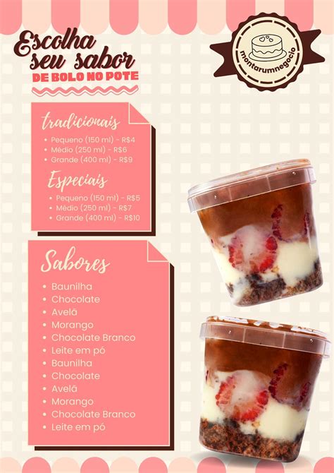 Preço de bolo no pote: Tabela de preços e tamanhos