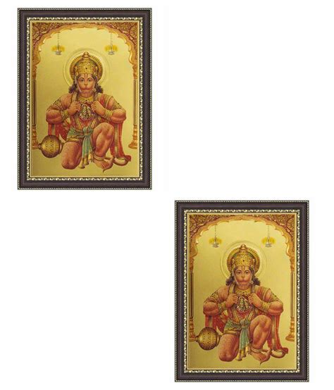 Painting Mantra Bajrang Bali ( Hanuman Ji) Small Gold Foil Print Framed ...