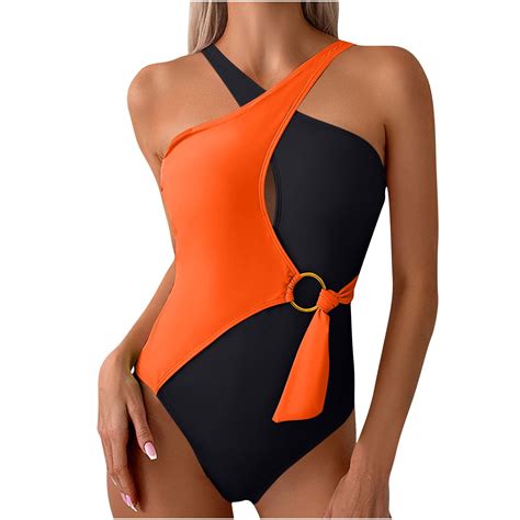 Kilaqueen One Piece Swimsuit Women Color Block Halter Cutout Tummy
