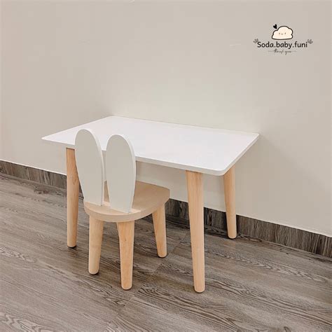 Bàn chữ nhật - màu trắng - Soda.baby.funi