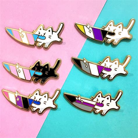 Pride Knife Cat Enamel Pins – Catmint Studios