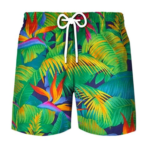 Hawaii Beach Gay Men's Floral Cute Board Shorts Coconut Tree Surfing