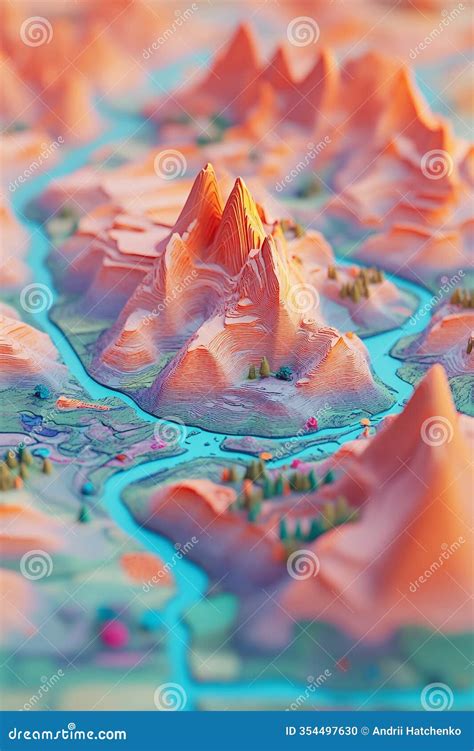 stylized  landscape map  environmental gis data pathways stock