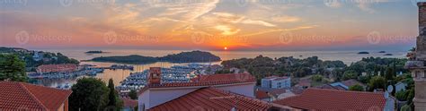 Panorama over the harbor of the Croatian coastal town Vrsar taken from