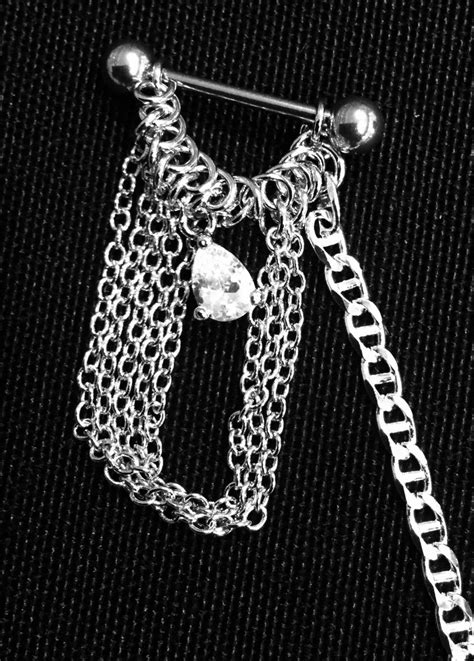 Pierced Nipple Bars With Tear Drop Cubic Zirconia Silver - Etsy