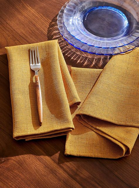 Mustard yellow chambray napkins Set of 2 | Simons Maison | Cloth Table ...