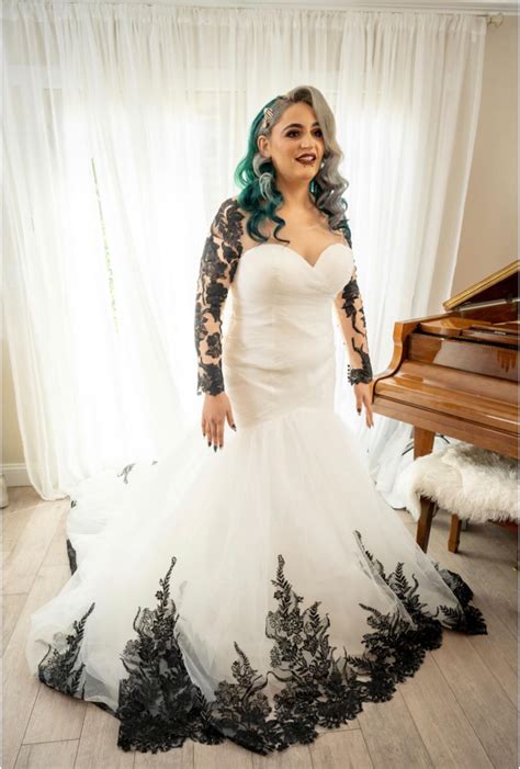 Custom Black & White Mermaid Wedding Dress | Brides & Tailor