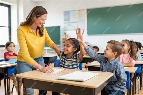 Jameliz Dando A Buceta - Feliz maestra de escuela primaria dando highfive a su estudiante ...