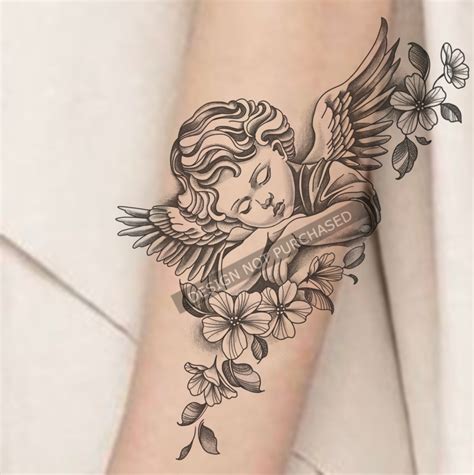 Guardian Angel Tattoo Design Stencil Template Tattoo Flash Instant ...