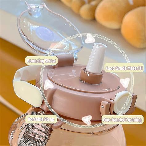 Bear Water Bottle With Straw, Kawaii Leak-proof Water Jug With