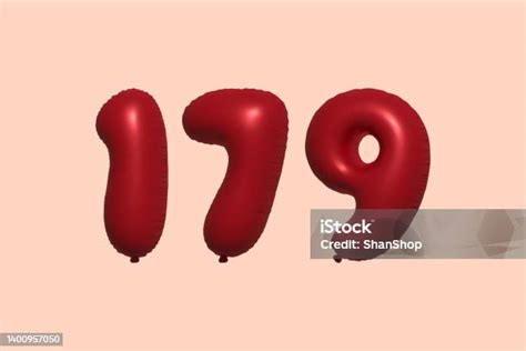 Red Helium Balloon 3d Number 179 Stock Illustration - Download Image ...