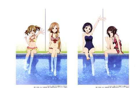 asuna, kirigaya suguha, silica, and lisbeth (sword art online) drawn by