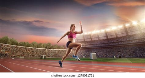 Female Athlete Sprinting Women Sport Clothes Stock Photo 1278051721 ...