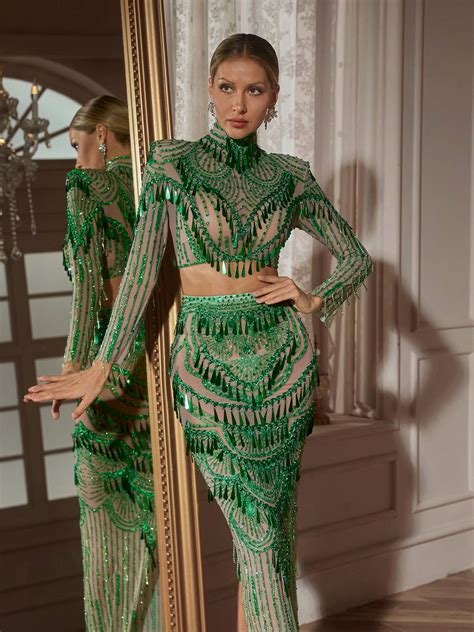 Cythina Long Sleeve Sequin Skirt Set – Mew Mews
