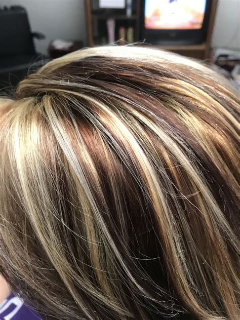 Medium chocolate low lights with blonde highlights | Hair highlights