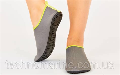 Купить Неопреновая обувь аквашузы кораллки Skin Shoes серые с салотовым ...