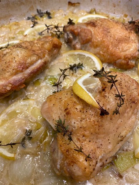 Ina’s Creamy Chicken Thighs with Lemon Leaks and Thyme | Don't Forget