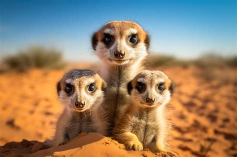 Premium AI Image | A closeup photo of a meerkat family huddled together ...