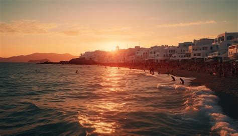 Premium AI Image | Sunset in mykonos