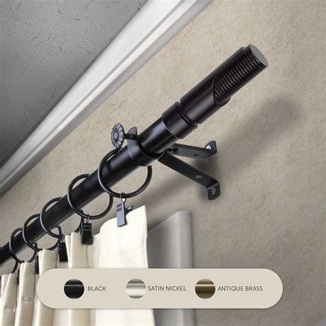 InStyleDesign Barra Adjustable Curtain Rod Black 18 to 28 inches Black