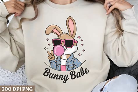 bunny babe png retro easter sublimation png