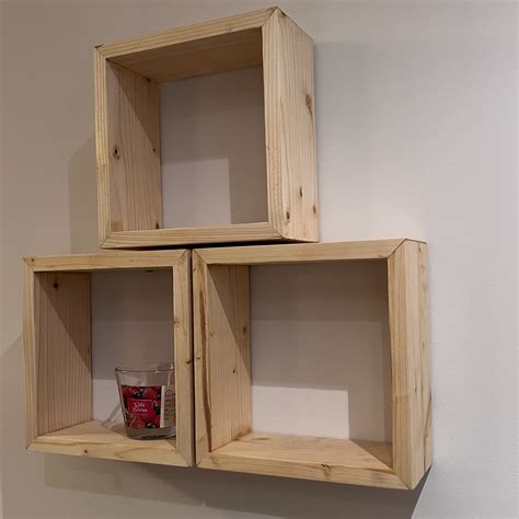 Square Floating Shelf Quality Wood Shelf Birch Shelf Library Handmade ...