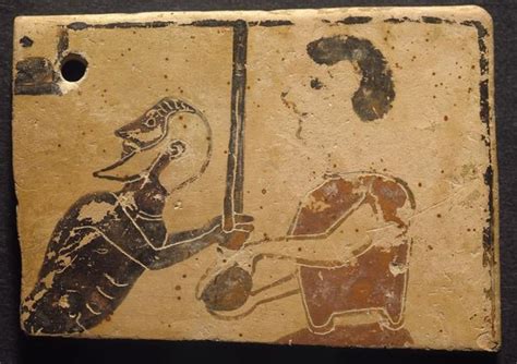 Terracotta votive plaque, pinax, from Penteskouphia Corinth, 575-550 B ...