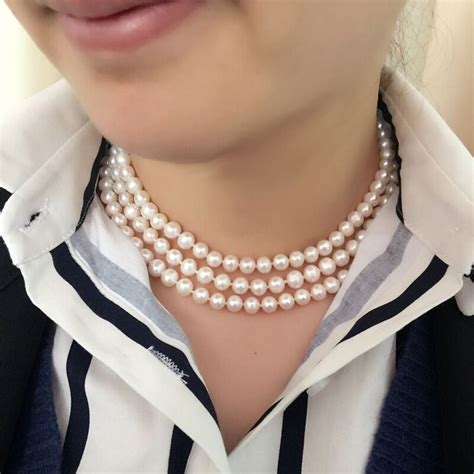 Ожерелье женское с натуральным пресноводным жемчугом, многослойное ...