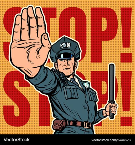 police officer stop gesture royalty  vector image