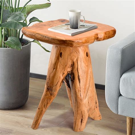 Amazon.com: HOEGMST Mushroom Side Table, 18.9 inch Tall Live Edge Wood
