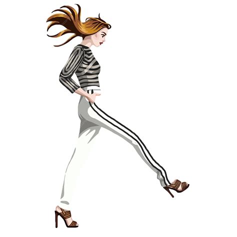 Premium Vector | Brunette model walking in heels