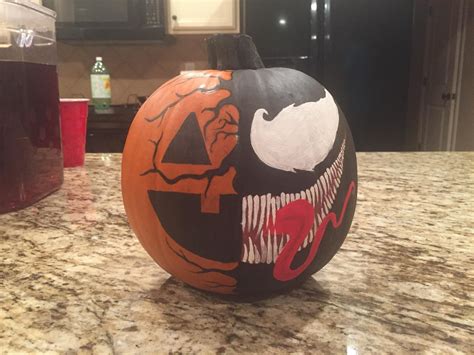 Painted a Venomized jack-o-lantern this year as part of my Halloween ...