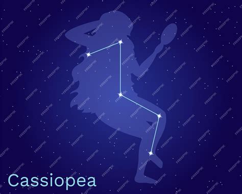 Premium Vector | The constellation of Cassiopeia on the background of