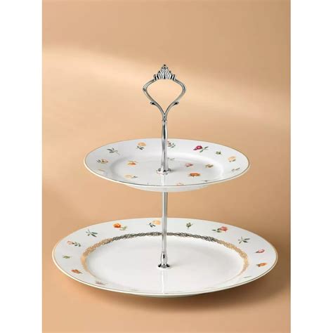 Двухъярусное блюдо для сервировки из костяного фарфора Arya Home Arya ...