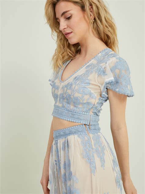 Arissa Embroidered Top in Blue | Altar'd State