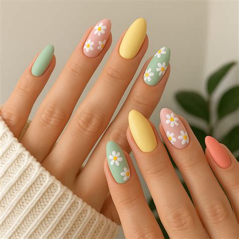 spring nail art ideas pastel daisy nails youll   season