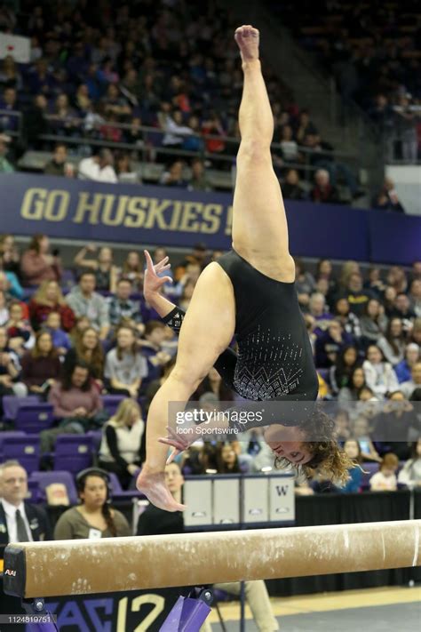 UCLA gymnast Katelyn Ohashi performs her routine on the balance beam