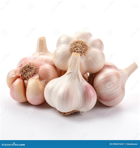 Voluminous White Garlic on White Background - Distinctive Noses and ...