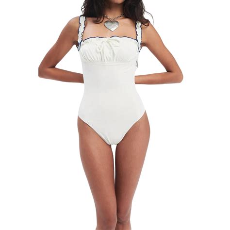 Ruffle trim one piece swimsuit – Artofit