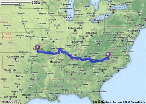 Driving Directions from Springfield, Missouri to Greensboro, North ...
