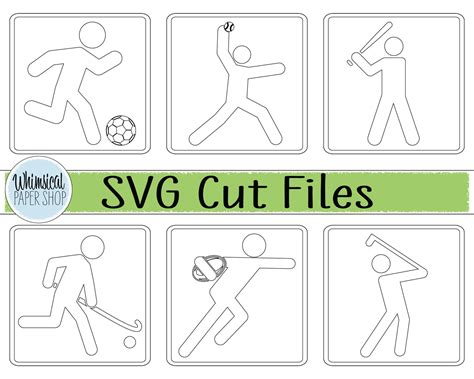 Sports Stick Figure Icons Clipart SVG Set Stickman Baseball | Etsy