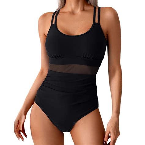 One Piece Swimsuit One Piece Mesh Patchwork Swimsuit Bikini Black One