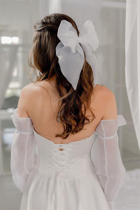 White Organza Wedding Dress Sleeves, Detachable Sleeves for Wedding