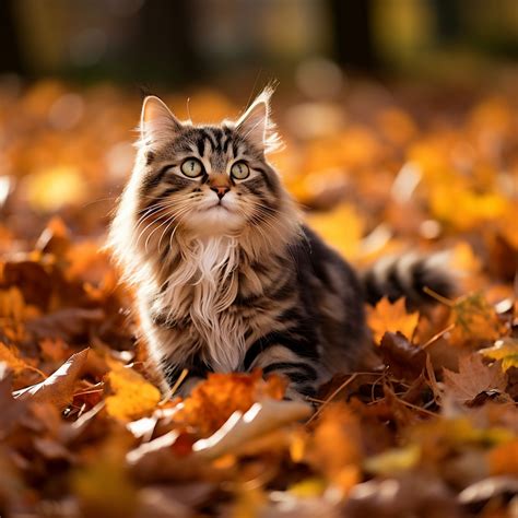 Cat In Autumn Leaves Free Stock Photo - Public Domain Pictures