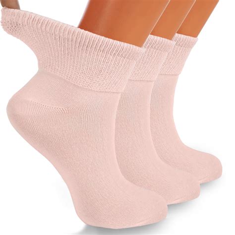 Women's Cotton Diabetic Ankle Socks Loose Wide Seamless Toe Non Binding