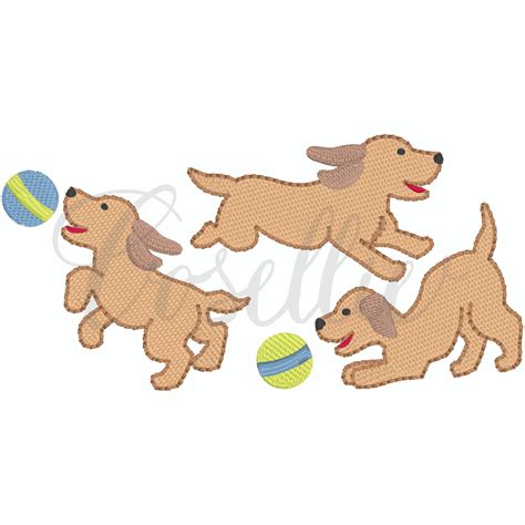 Playful puppies embroidery design | Embroidery design | Cosellie