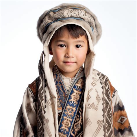 Premium AI Image | Traditional Kazakh 8YearOld in Studio Shot