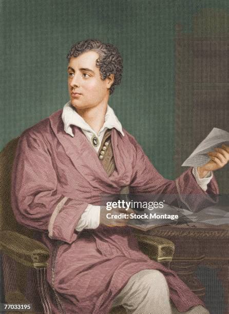 Colorized print shows a portrait of British poet George Gordon Byron